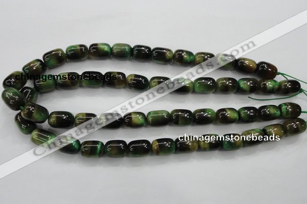 CTE80 15.5 inches 11*15mm drum green tiger eye gemstone beads