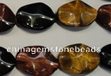 CTE801 15.5 inches 15*20mm wavy oval colorful tiger eye beads