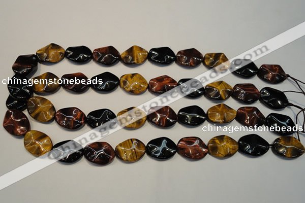 CTE801 15.5 inches 15*20mm wavy oval colorful tiger eye beads