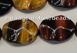 CTE802 15.5 inches 18*25mm wavy oval colorful tiger eye beads