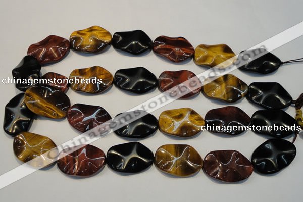 CTE803 15.5 inches 20*30mm wavy oval colorful tiger eye beads