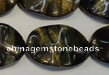 CTE820 15.5 inches 20*30mm wavy oval blue tiger eye beads