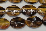 CTE830 15.5 inches 13*18mm wavy oval yellow tiger eye beads