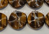 CTE836 15.5 inches 20mm wavy coin yellow tiger eye beads