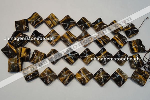 CTE840 15.5 inches 20*20mm wavy diamond yellow tiger eye beads