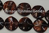 CTE852 15.5 inches 16mm wavy coin red tiger eye beads