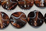 CTE854 15.5 inches 20mm wavy coin red tiger eye beads