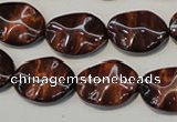 CTE858 15.5 inches 13*18mm wavy oval red tiger eye beads