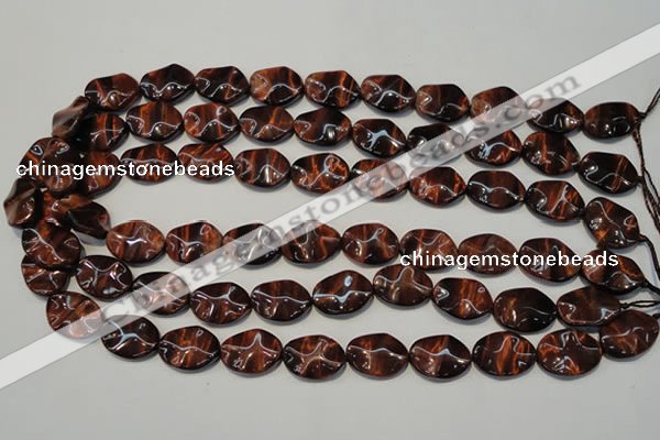 CTE858 15.5 inches 13*18mm wavy oval red tiger eye beads