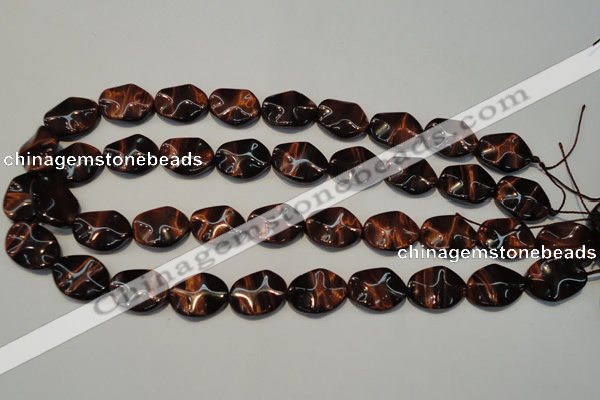 CTE859 15.5 inches 15*20mm wavy oval red tiger eye beads