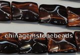 CTE865 15.5 inches 15*20mm wavy rectangle red tiger eye beads