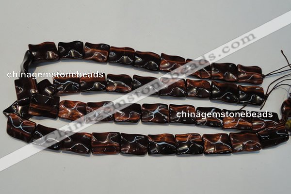 CTE865 15.5 inches 15*20mm wavy rectangle red tiger eye beads