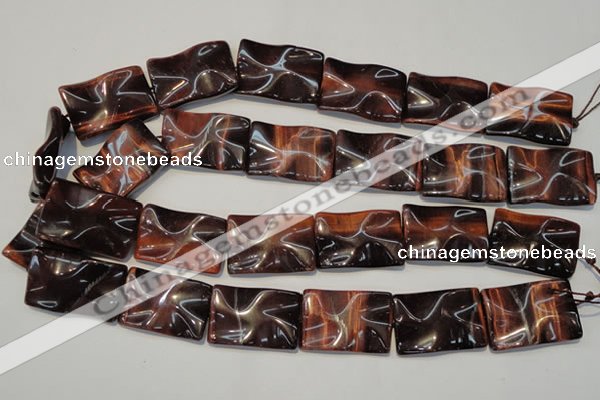 CTE867 15.5 inches 20*30mm wavy rectangle red tiger eye beads