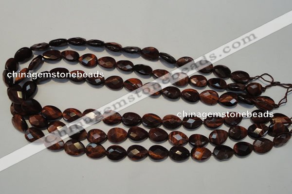 CTE882 15.5 inches 10*14mm faceted flat teardrop red tiger eye beads