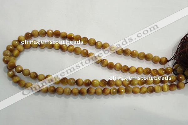 CTE902 15.5 inches 8mm faceted round golden tiger eye beads