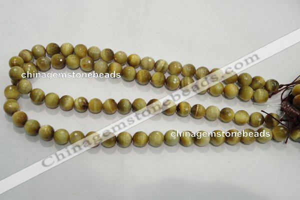 CTE903 15.5 inches 10mm faceted round golden tiger eye beads