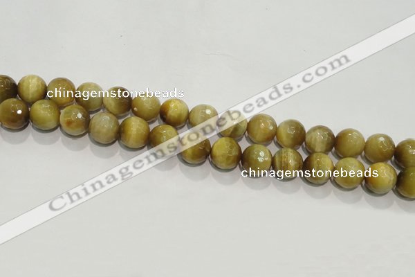 CTE904 15.5 inches 12mm faceted round golden tiger eye beads