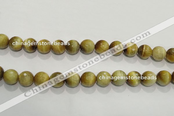 CTE906 15.5 inches 16mm faceted round golden tiger eye beads