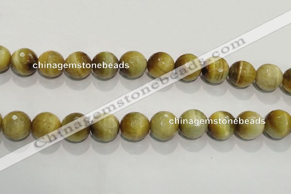 CTE907 15.5 inches 18mm faceted round golden tiger eye beads