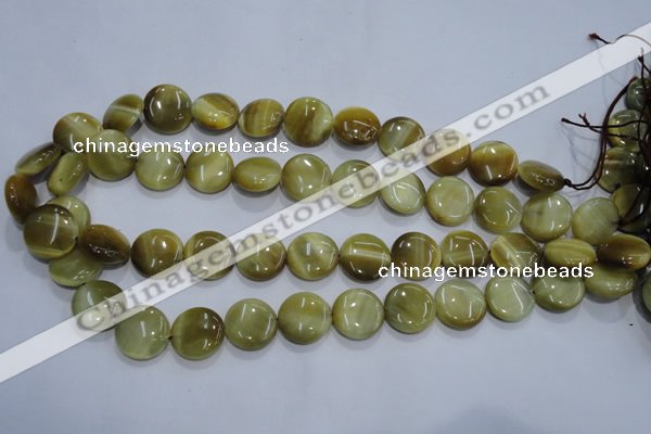 CTE915 15.5 inches 16mm flat round golden tiger eye beads wholesale