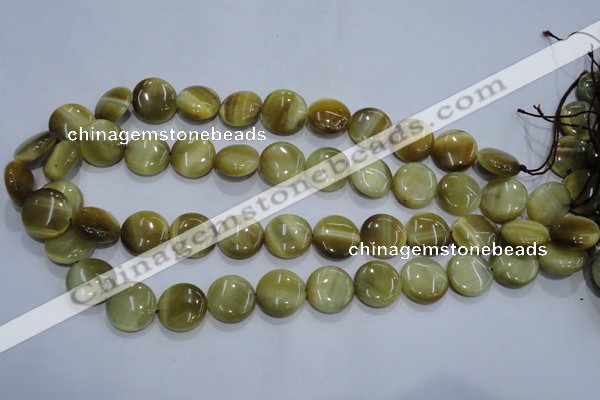 CTE915 15.5 inches 16mm flat round golden tiger eye beads wholesale