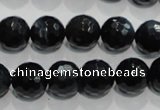 CTE924 15.5 inches 12mm faceted round silver tiger eye beads