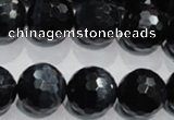 CTE926 15.5 inches 16mm faceted round silver tiger eye beads