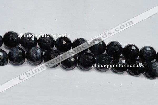 CTE927 15.5 inches 18mm faceted round silver tiger eye beads