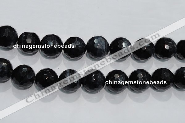 CTE928 15.5 inches 20mm faceted round silver tiger eye beads