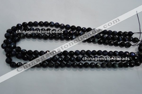 CTE931 15.5 inches 6mm faceted round dyed blue tiger eye beads