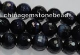 CTE933 15.5 inches 10mm faceted round dyed blue tiger eye beads