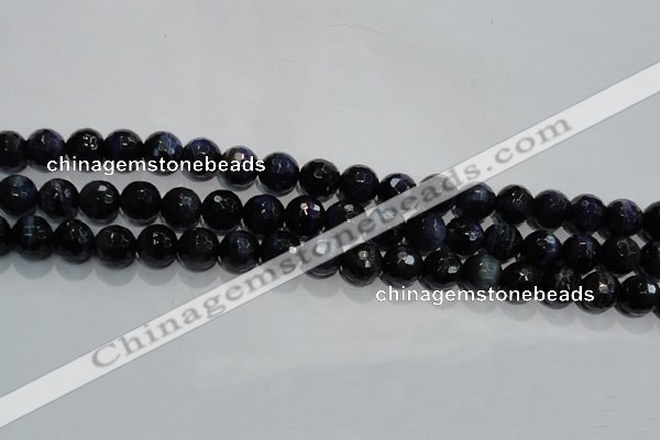 CTE933 15.5 inches 10mm faceted round dyed blue tiger eye beads