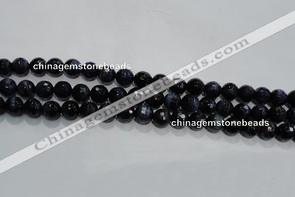 CTE934 15.5 inches 12mm faceted round dyed blue tiger eye beads