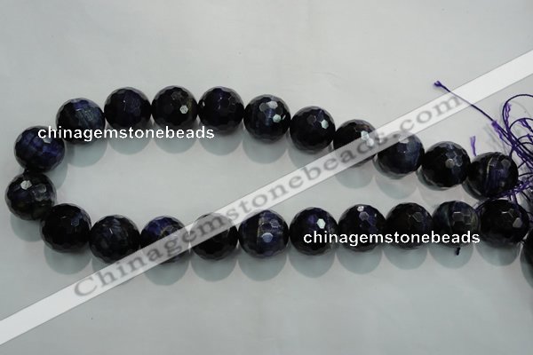 CTE936 15.5 inches 16mm faceted round dyed blue tiger eye beads