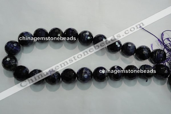 CTE937 15.5 inches 18mm faceted round dyed blue tiger eye beads