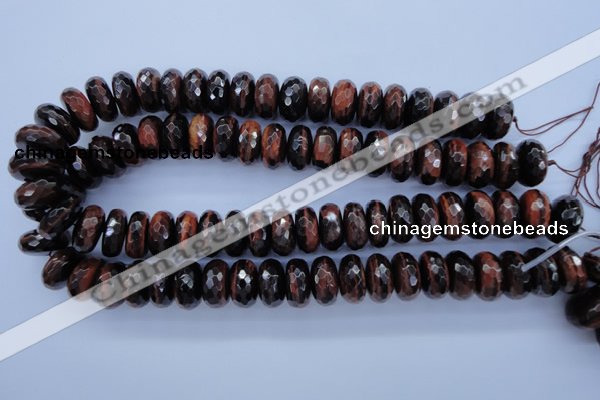 CTE94 15.5 inches 10*18mm faceted rondelle red tiger eye beads