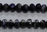 CTE941 15.5 inches 6*10mm faceted rondelle dyed blue tiger eye beads