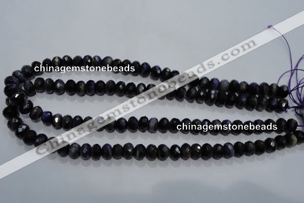 CTE941 15.5 inches 6*10mm faceted rondelle dyed blue tiger eye beads