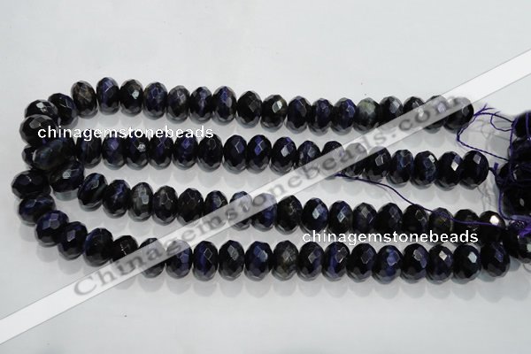 CTE943 15.5 inches 10*14mm faceted rondelle dyed blue tiger eye beads