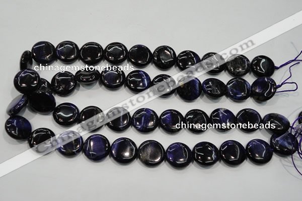 CTE964 15.5 inches 18mm flat round dyed blue tiger eye beads