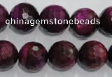 CTE975 15.5 inches 14mm faceted round dyed red tiger eye beads