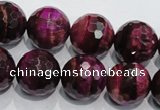 CTE976 15.5 inches 16mm faceted round dyed red tiger eye beads