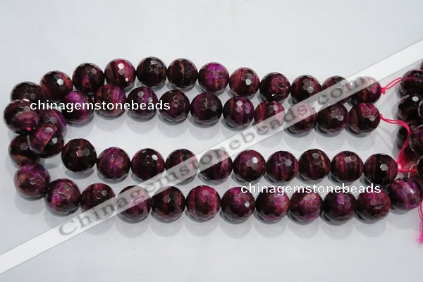 CTE976 15.5 inches 16mm faceted round dyed red tiger eye beads