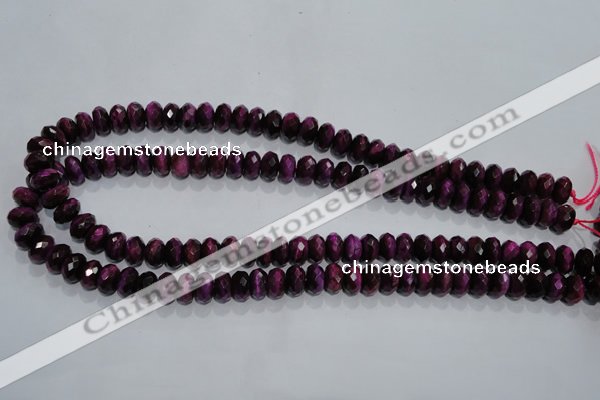 CTE981 15.5 inches 6*10mm faceted rondelle dyed red tiger eye beads