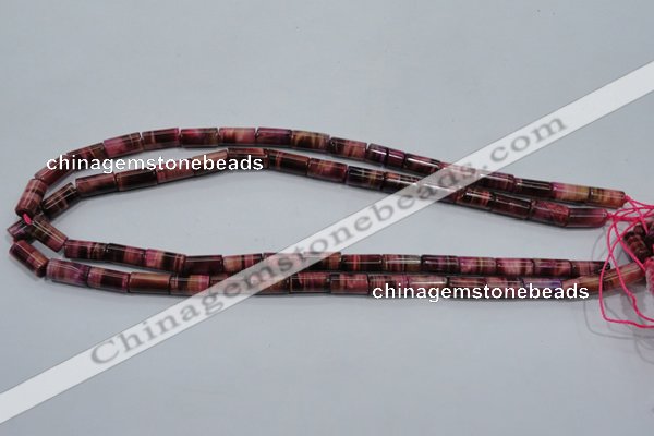 CTE988 15.5 inches 6*12mm tube dyed red tiger eye beads wholesale