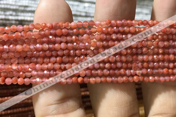 CTG1005 15.5 inches 2mm faceted round tiny south red agate beads