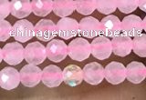 CTG1017 15.5 inches 2mm faceted round tiny rose quartz beads