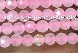 CTG1017 15.5 inches 2mm faceted round tiny rose quartz beads