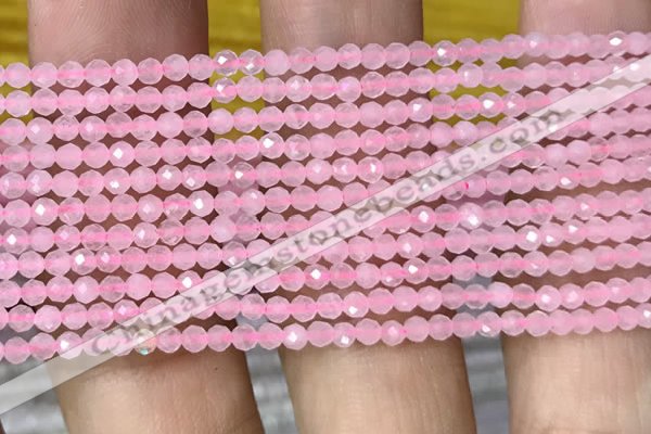 CTG1017 15.5 inches 2mm faceted round tiny rose quartz beads