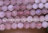 CTG1018 15.5 inches 2mm faceted round tiny rose quartz beads